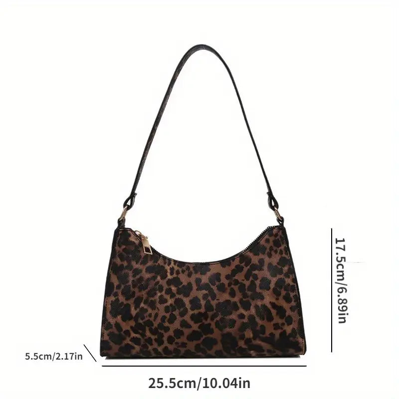 Nora. - Borsa a tracolla in stile francese con motivo leopardato