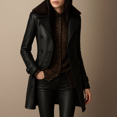 Maya | Cappotto Elegante in Pelle per Donne | Senza Tempo e Versatile