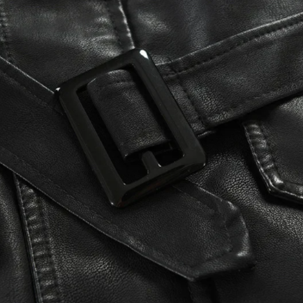 Giacca Biker Elegante in Pelle Lunga