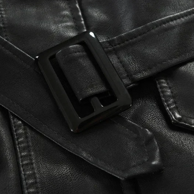 Giacca Biker Elegante in Pelle Lunga