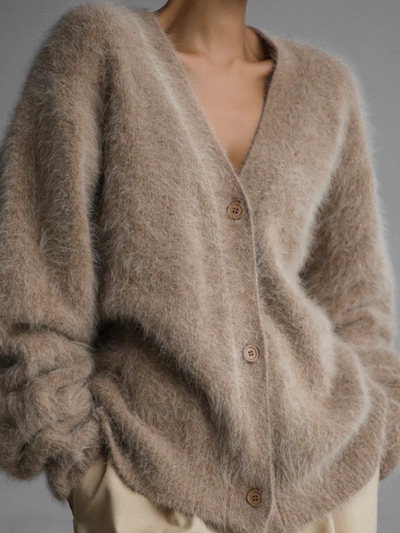 CARDIGAN FUZZY LUXE CELESTE