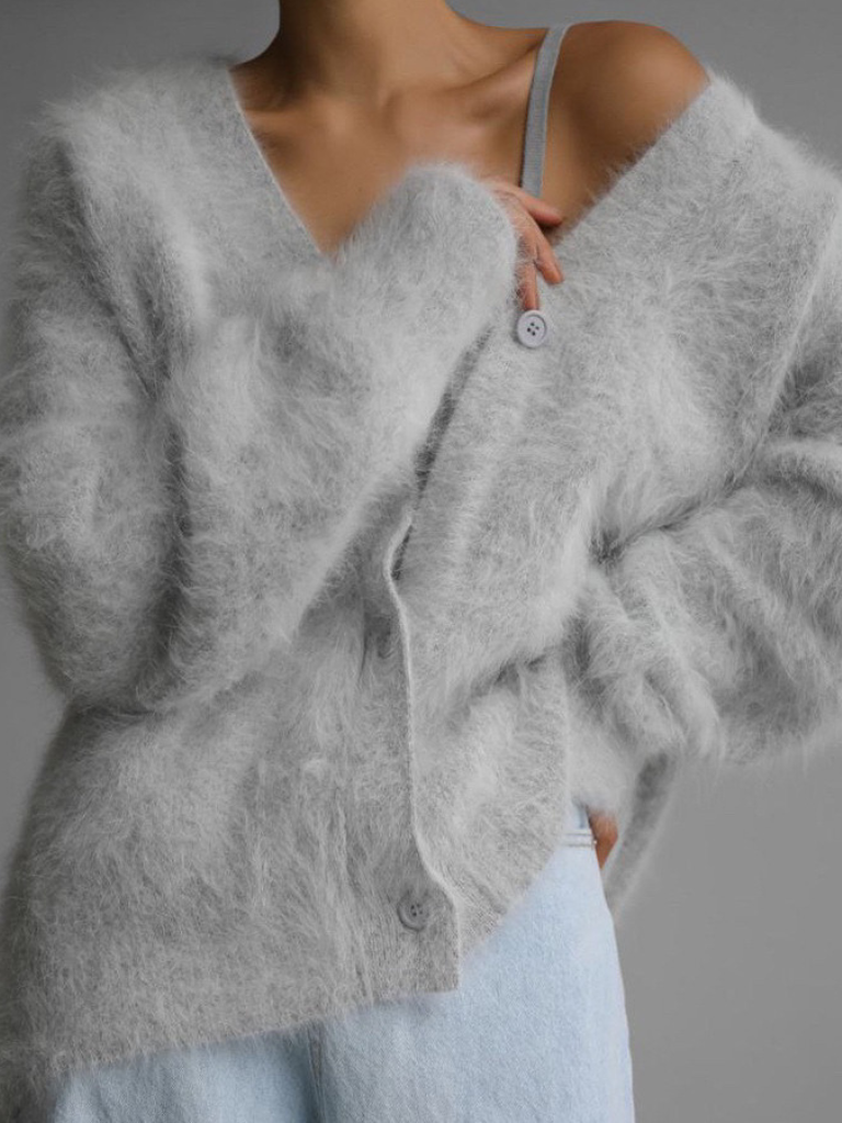CARDIGAN FUZZY LUXE CELESTE