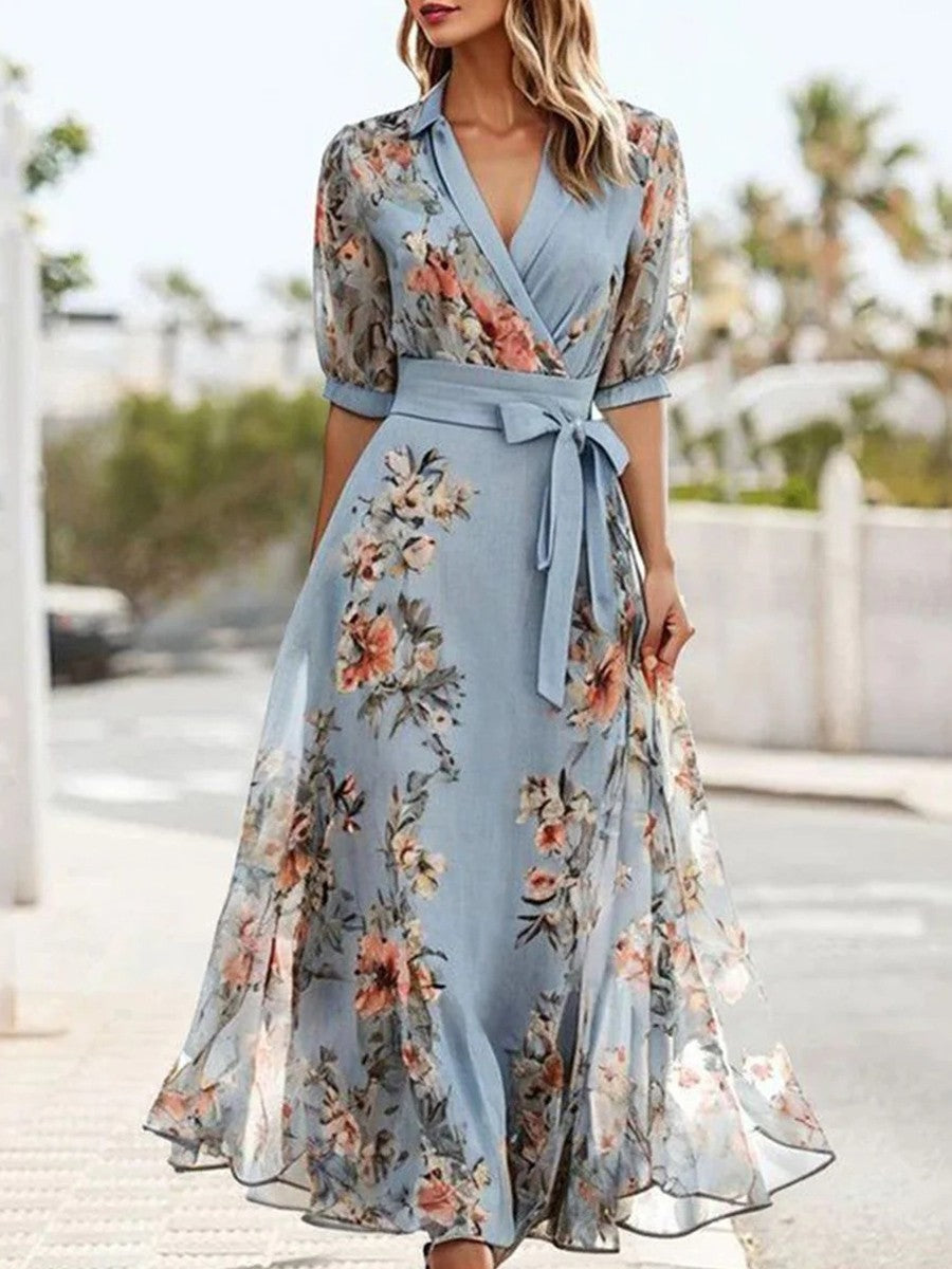 ELLAN | ABITO MIDI FLOREALE CON SCOLLO A V PER UN COMFORT ELEGANTE