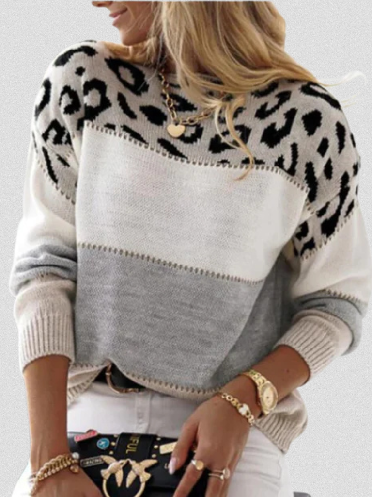 MAGLIONE CON ACCENTO LEOPARDO EMMA
