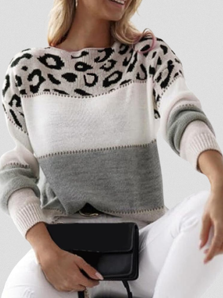 MAGLIONE CON ACCENTO LEOPARDO EMMA