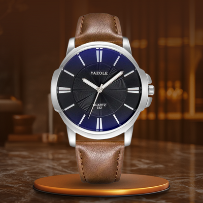 Orologio in Pelle con Vetro Blu Lussuoso™ - Olsen & Olsen