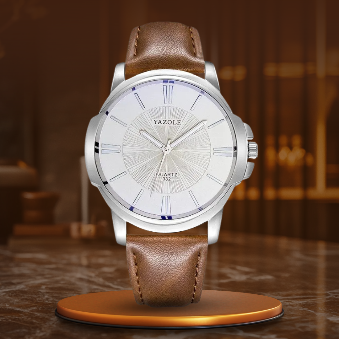 Orologio in Pelle con Vetro Blu Lussuoso™ - Olsen & Olsen