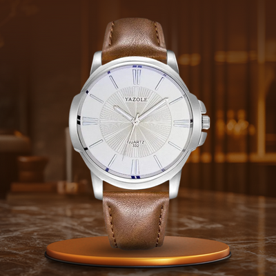Orologio in Pelle con Vetro Blu Lussuoso™ - Olsen & Olsen