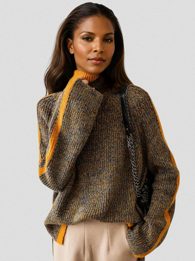 MAGLIONE A COLLO ALTO A RIGHE FERN COZY