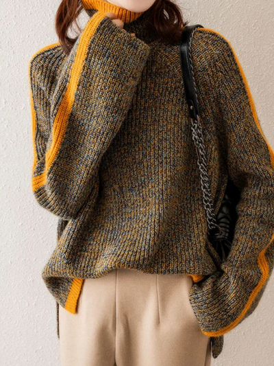 MAGLIONE A COLLO ALTO A RIGHE FERN COZY