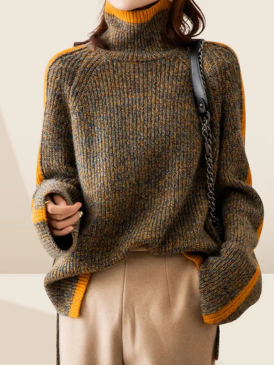 MAGLIONE A COLLO ALTO A RIGHE FERN COZY