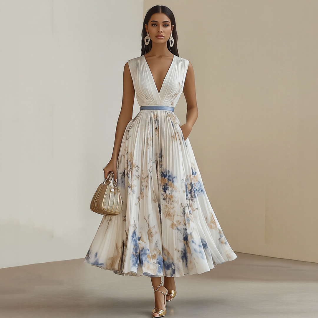 Milano-Abito Maxi Pieghettato Elegante