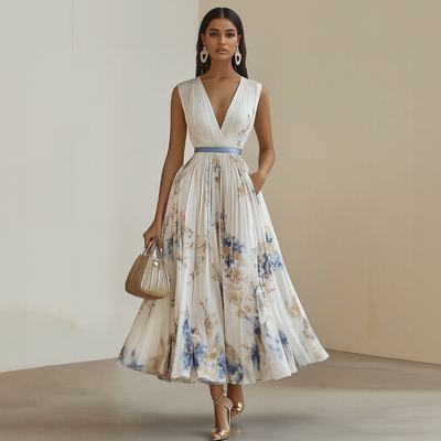 Milano-Abito Maxi Pieghettato Elegante