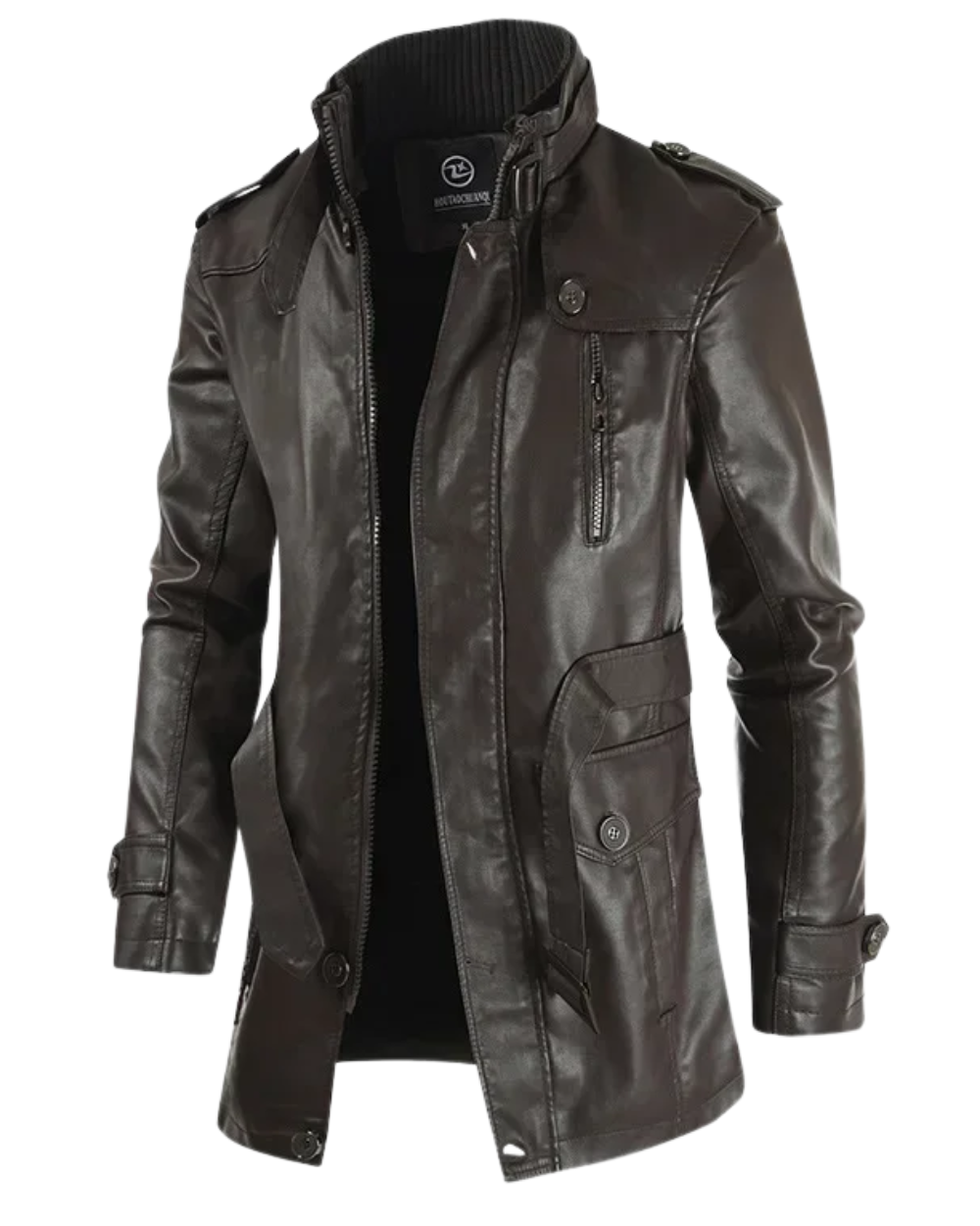 Giacca Biker Elegante in Pelle Lunga