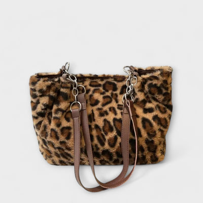 Nora. - Borsa in morbida pelliccia sintetica ispirata a un motivo leopardato alla moda