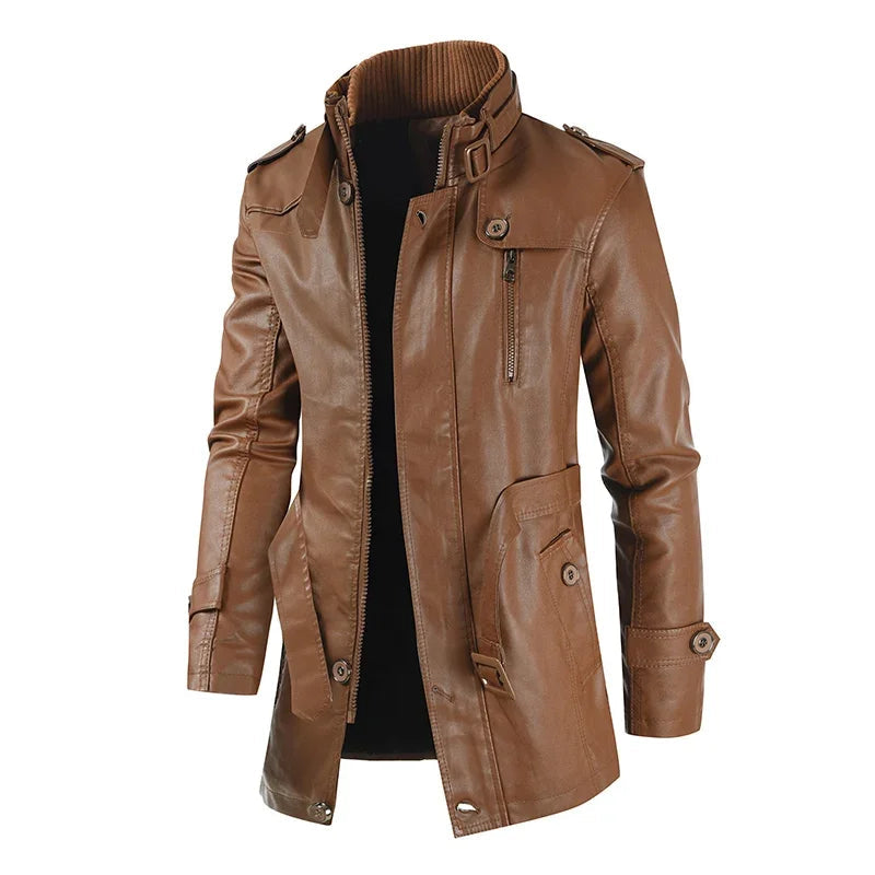 Giacca Biker Elegante in Pelle Lunga