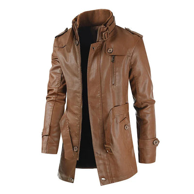 Giacca Biker Elegante in Pelle Lunga