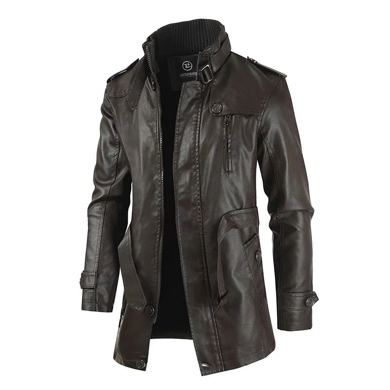 Giacca Biker Elegante in Pelle Lunga