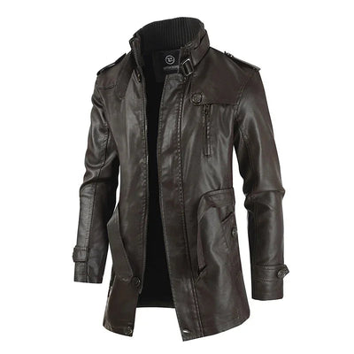 Giacca Biker Elegante in Pelle Lunga