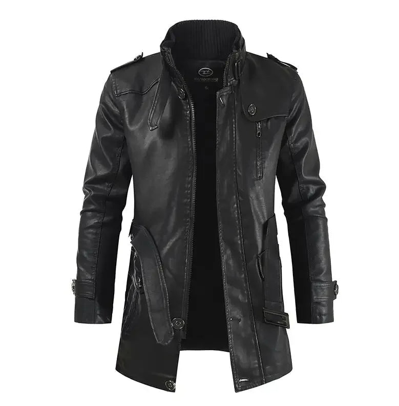 Giacca Biker Elegante in Pelle Lunga