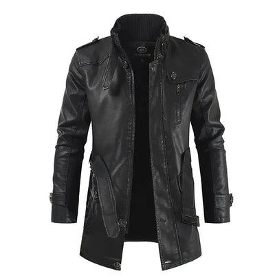 Giacca Biker Elegante in Pelle Lunga