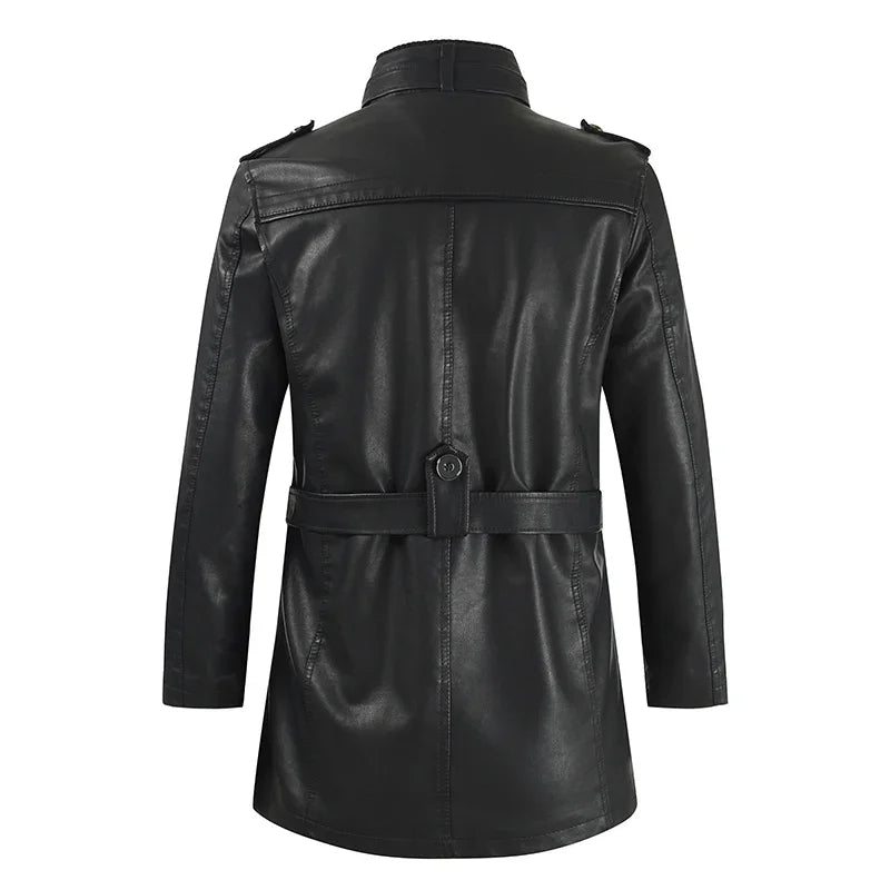 Giacca Biker Elegante in Pelle Lunga
