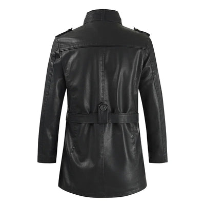 Giacca Biker Elegante in Pelle Lunga