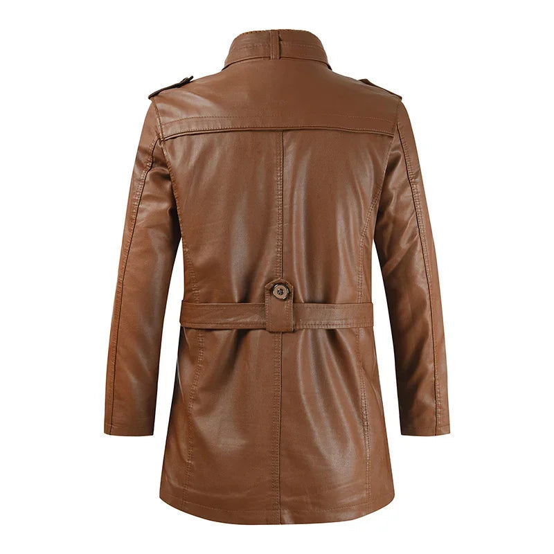 Giacca Biker Elegante in Pelle Lunga
